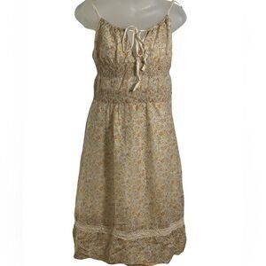 Fiori Di Zucca Women's Floral Milkmaid Tie Spaghetti Strap Silk Sun Dress Size 6